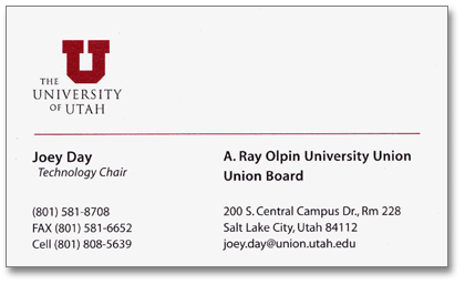 Joey’s new business card